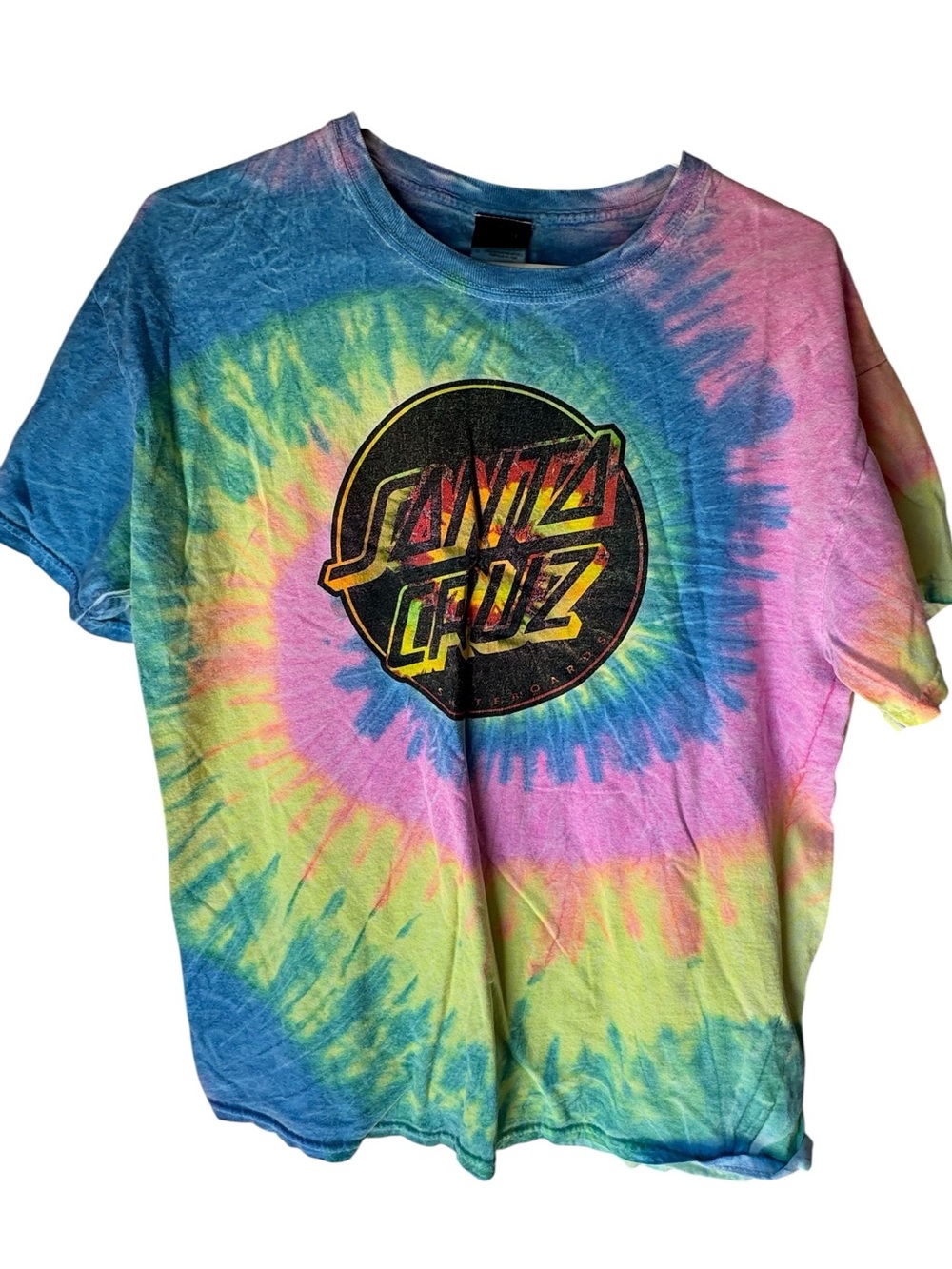 Vintage Retro Santa Cruz Skateboards SKATE Tie-Dye Graphic Tee Men’s L RARE